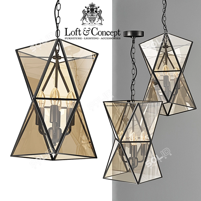 PolyPyramid Glass Chandelier 3D model image 1