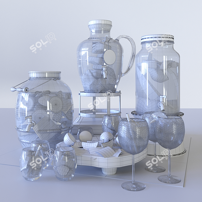 3-in-1 Glass Dispenser Set 3D model image 3