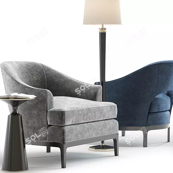 Baker Carnelian Lounge Chair Set: Exquisite Design in 6 Vibrant Colors! 3D model image 3