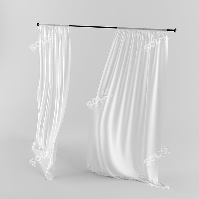 Elegant Rhino Modeled Curtain 3D model image 3