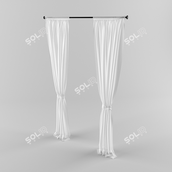 Elegant Window Curtain 3D model image 1