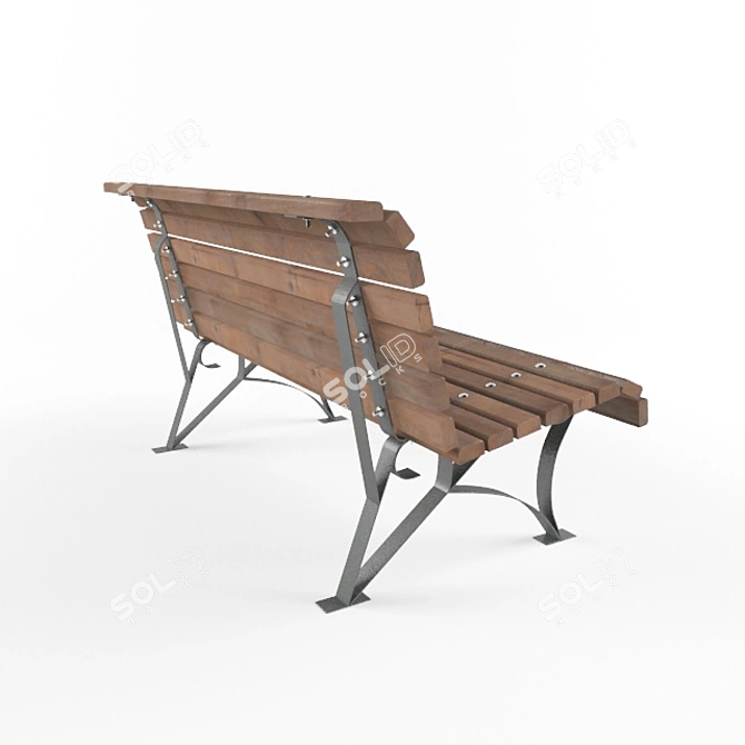 Shady Retreat Steel & Wood Bench 3D model image 2