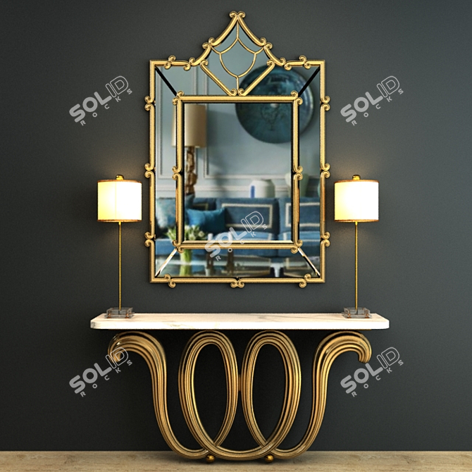 Elegant Florence Console Mirror Set 3D model image 1