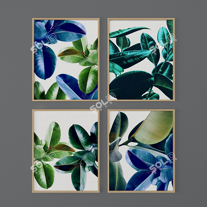 Botanical Prints Set-Framed 3D model image 1