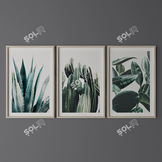 Tropical Leaf Print Trio 3D model image 1