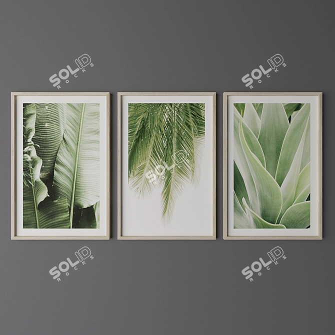 Tropical Leaf Print Trio 3D model image 2