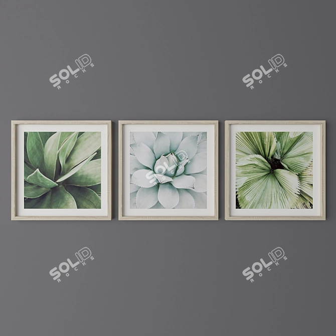 Tropical Leaf Print Trio 3D model image 3