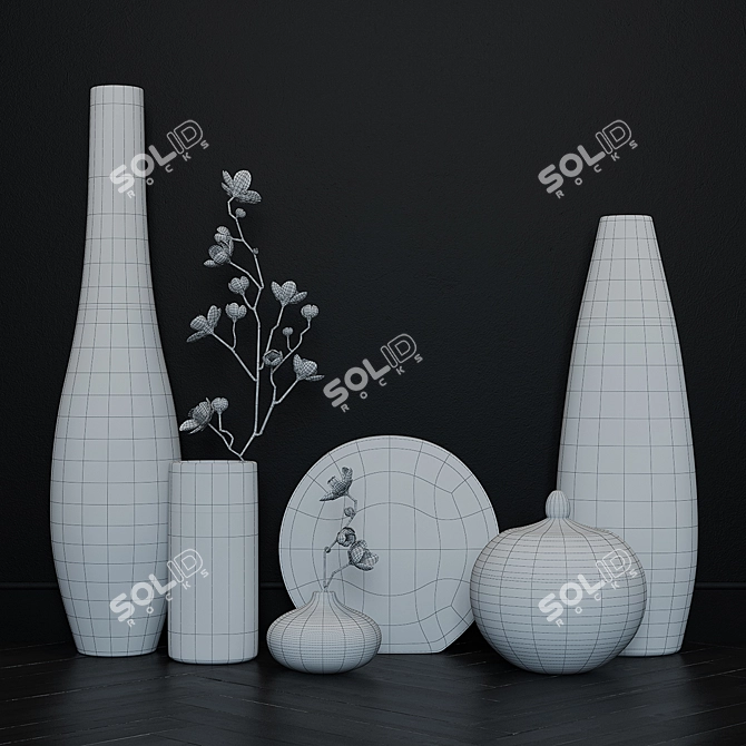 Elegant Silver Vase Collection 3D model image 2