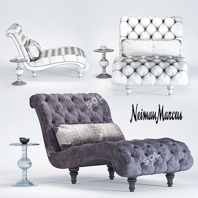 Battista Chaise with Acrylic Side Table 3D model image 1