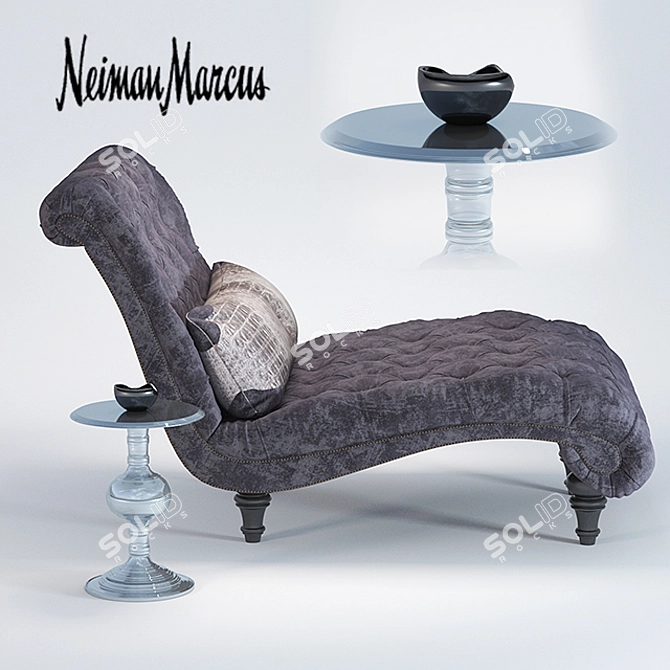 Battista Chaise with Acrylic Side Table 3D model image 3