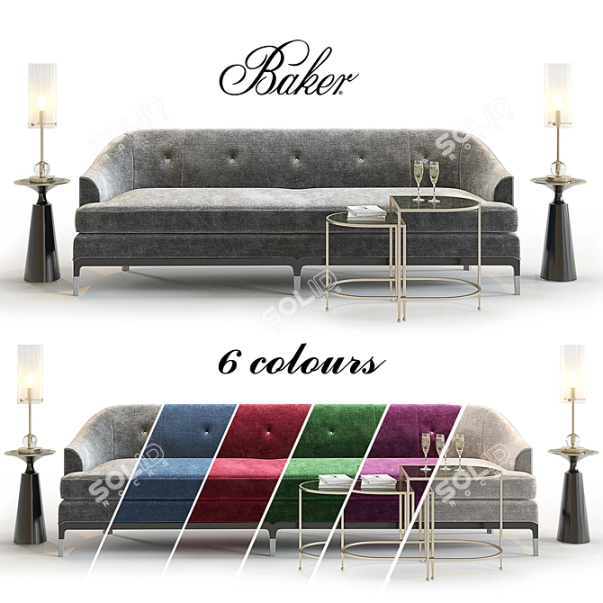 Luxury Baker Carnelian Sofa Set 3D model image 1