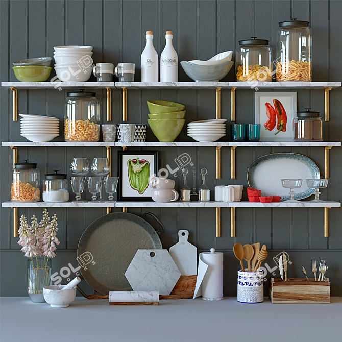 Chic Kitchen Decor Set 3D model image 1