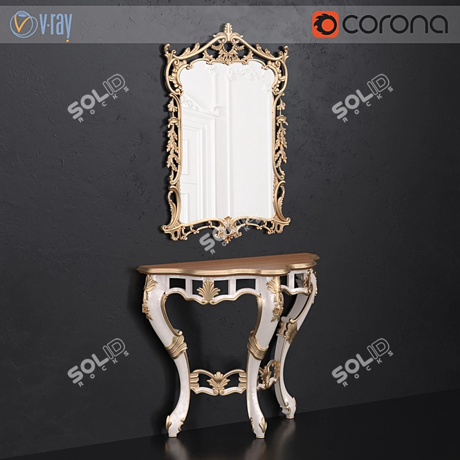 Classic Console & Mirror Set by Andrea Fanfani 3D model image 2