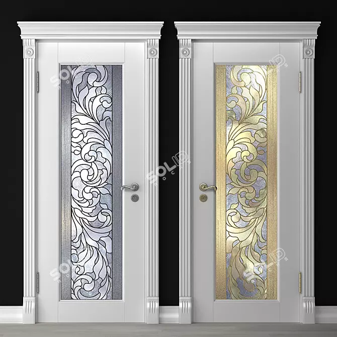 Stained-Glass Door with Elegance 3D model image 1