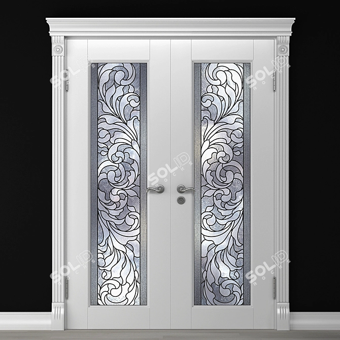 Stained-Glass Door with Elegance 3D model image 2