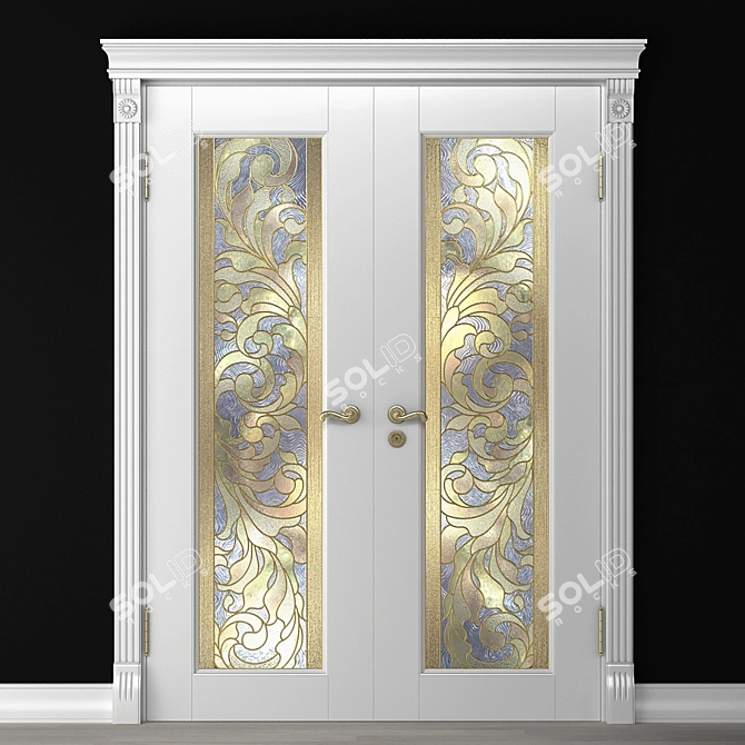 Stained-Glass Door with Elegance 3D model image 3