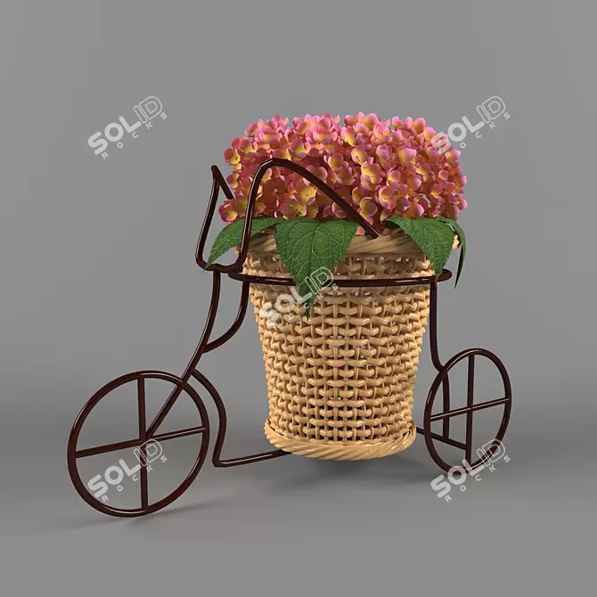 Ceramic Flower Stand with Basket 3D model image 1