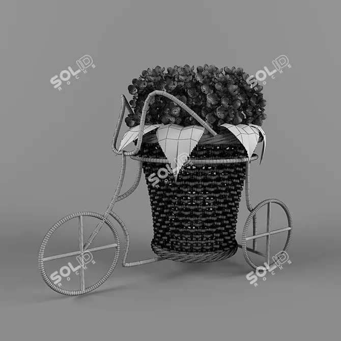 Ceramic Flower Stand with Basket 3D model image 2