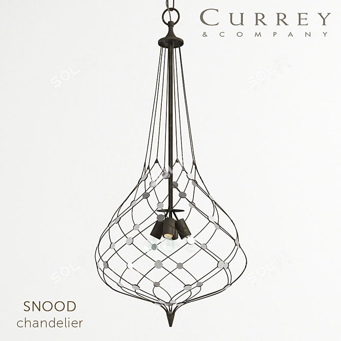 Elegant 4-Light Metal Chandelier 3D model image 1