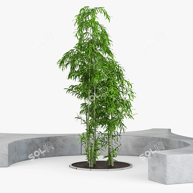Elegant Folia Bench in Concrete 3D model image 2