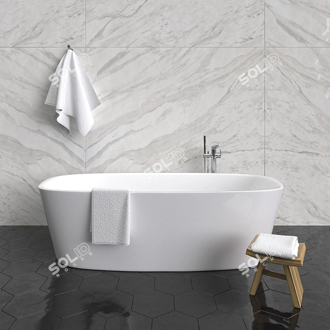 Luxurious Ideal Standard Bathtub & Melange Mixer 3D model image 1