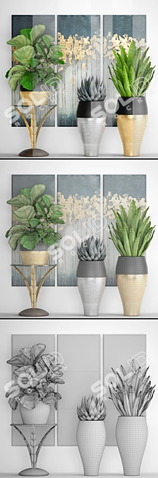 Exquisite 90-Piece Plant Collection 3D model image 3