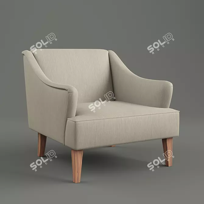 Elegant Caroline Lounge Chair 3D model image 1