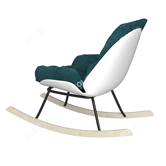 Title: Plastic Rocking Chair with Cushioned Seat 3D model image 2