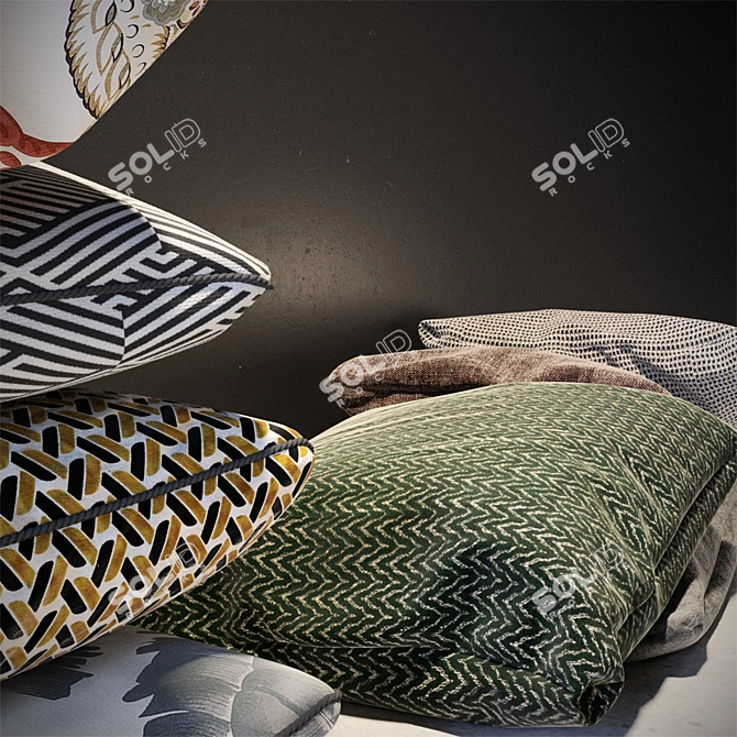 Luxury Stacked Pillow Collection 3D model image 3