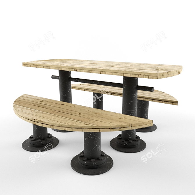 Industrial Loft Table 3D model image 1