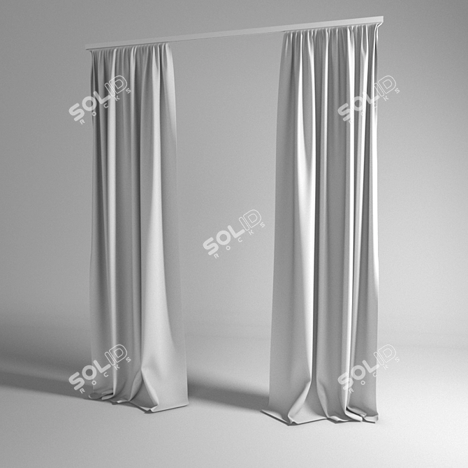 Striking Striped Curtain 3D model image 2