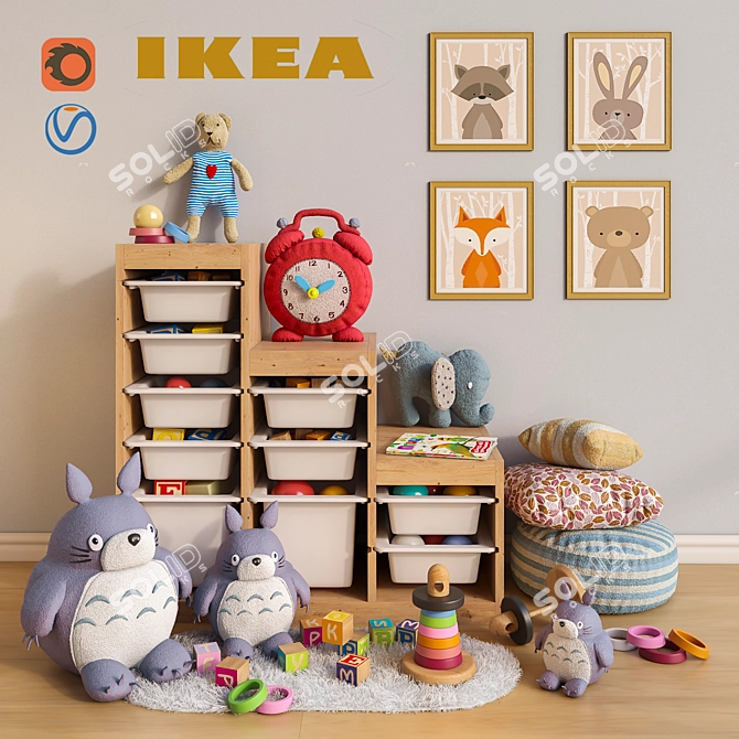 IKEA Children's Room Set: Furniture, Toys, and Decor 3D model image 1