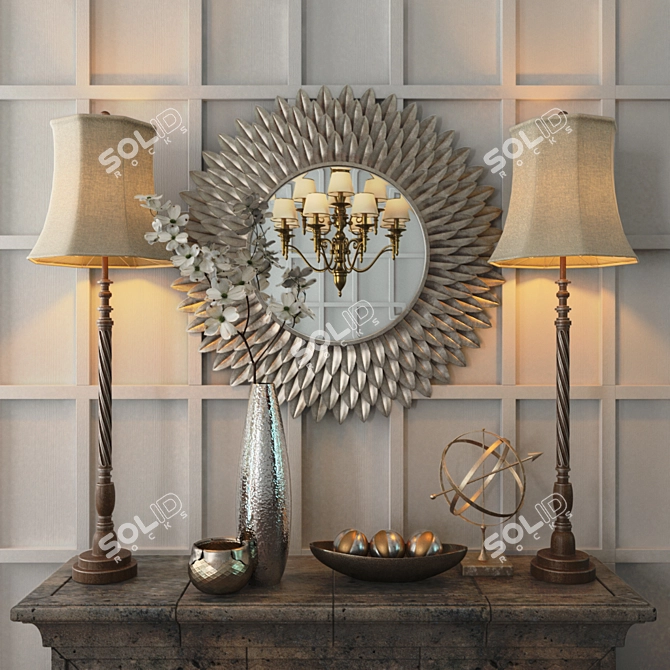 Chloe Floral Mirror - Elegant Home Décor 3D model image 1