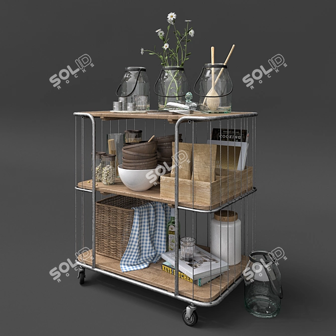 Industrial Loft Kitchen Decor Set 3D model image 1
