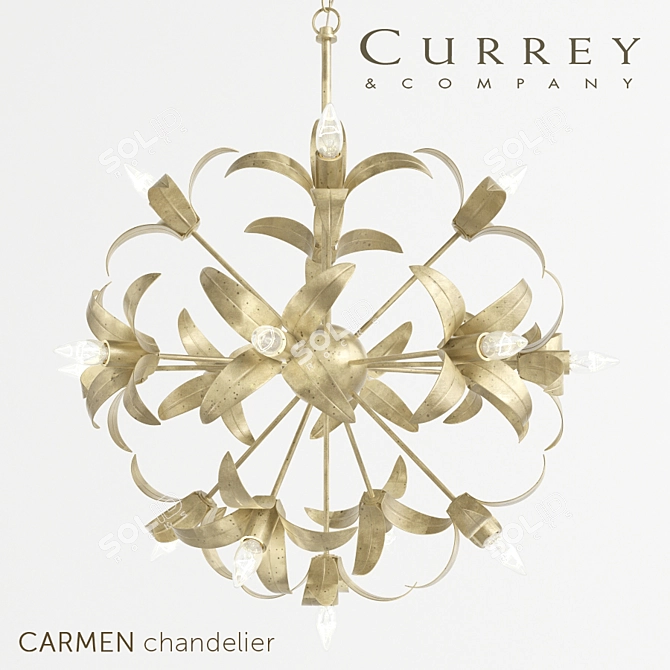 Metal Lily Chandelier (16-Light, 68cm) 3D model image 1