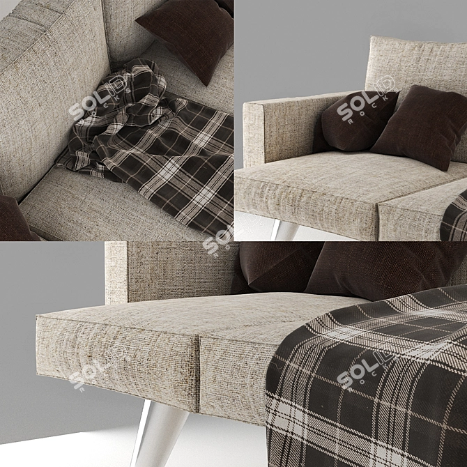 CozyComfort Fabric Sofa 3D model image 3