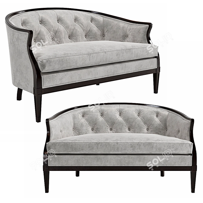 Regency Tufted Back Sofa - Handmade 3D Model 3D model image 1