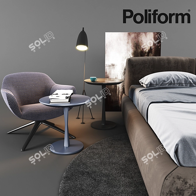  Modern Poliform Furniture Set 3D model image 2