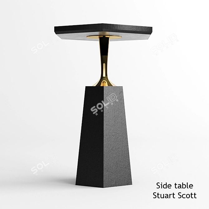 Minimalist Oak Side Table - Stuart Scott 3D model image 1