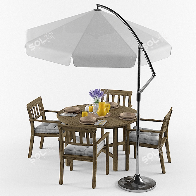 Elegant Angso Round Table Set 3D model image 2