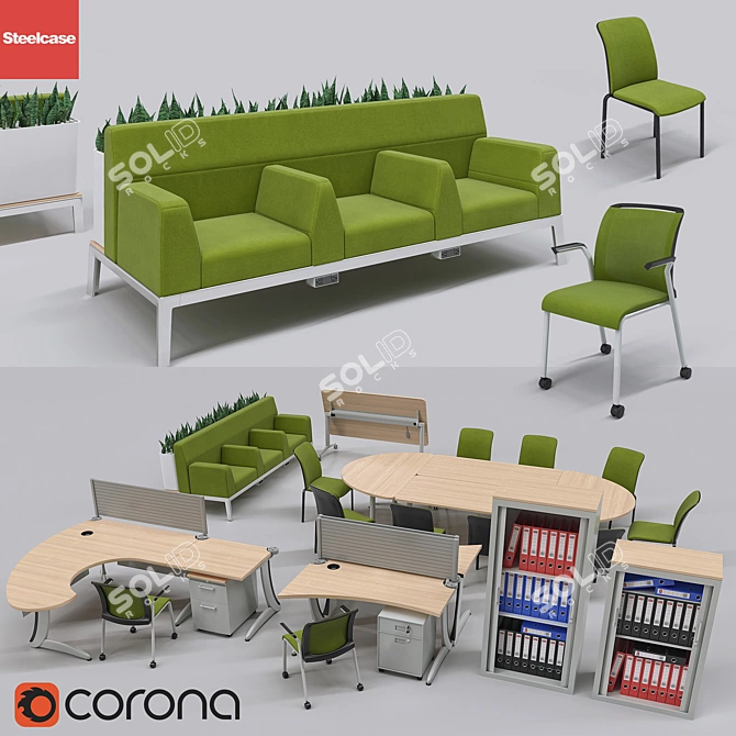 Steelcase Office Furniture Collection 3D model image 1