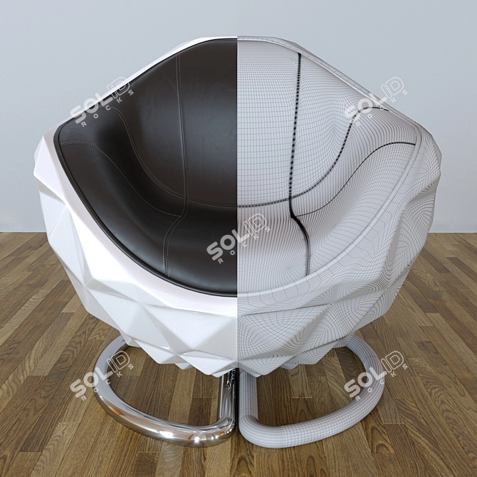 Swivel Chair Mines: Futuristic Geometry and Luxury Leather 3D model image 3