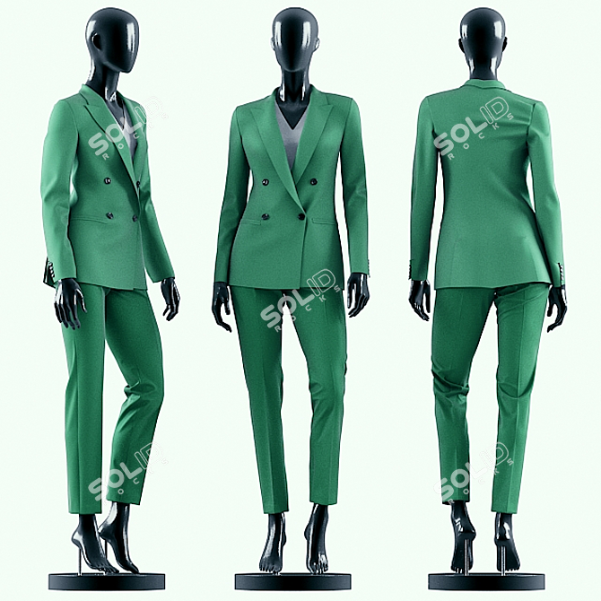 Emerald Elegance: MD-designed Woman Green Suit 3D model image 1