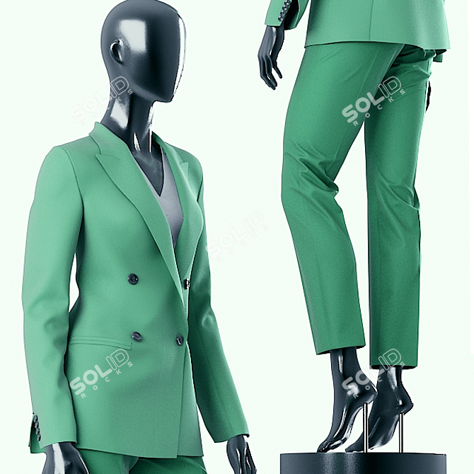 Emerald Elegance: MD-designed Woman Green Suit 3D model image 2