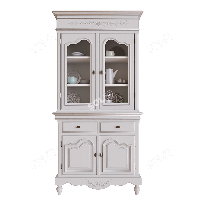 Provence Style White Kitchen Cupboard 3D model image 1