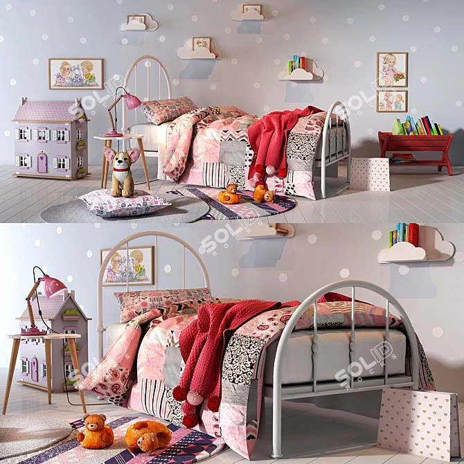 Whimsical Dreams Girl Bedroom Set 3D model image 1