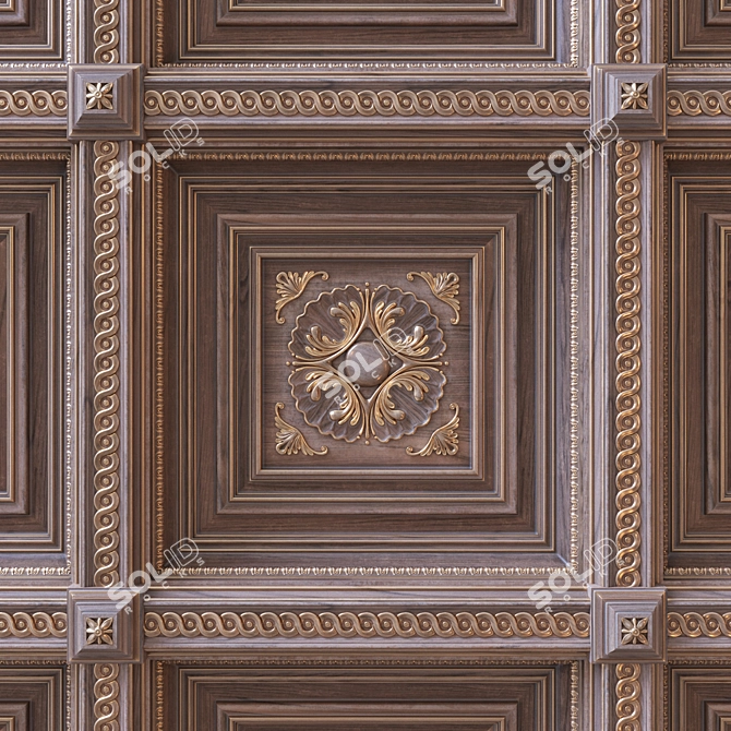 Elegant Coffer Ceiling Design 3D model image 1