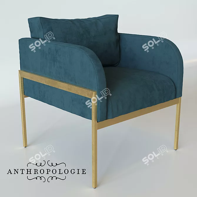 Luxury Velvet Anthro Chair 3D model image 1