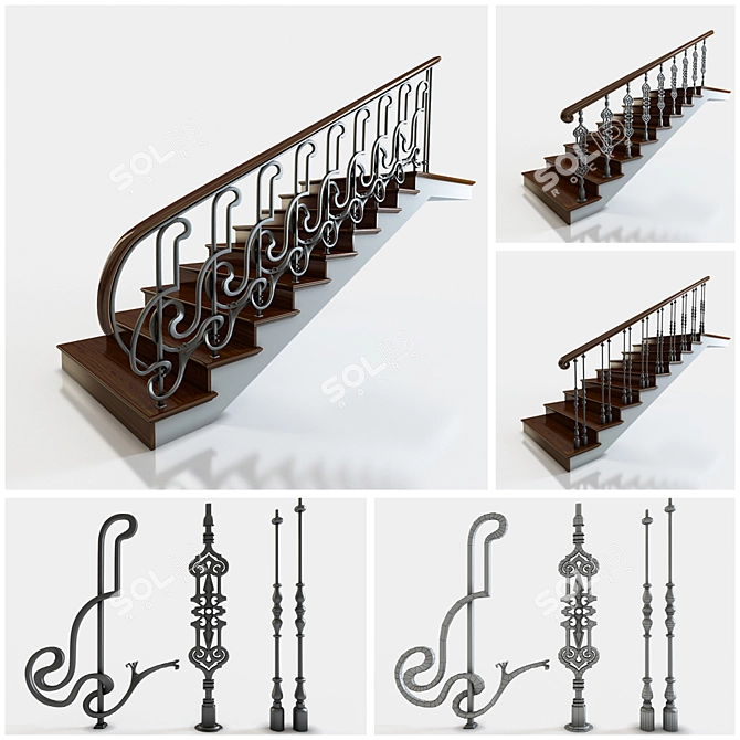 Versatile Stairs with Multiple Designs 3D model image 1