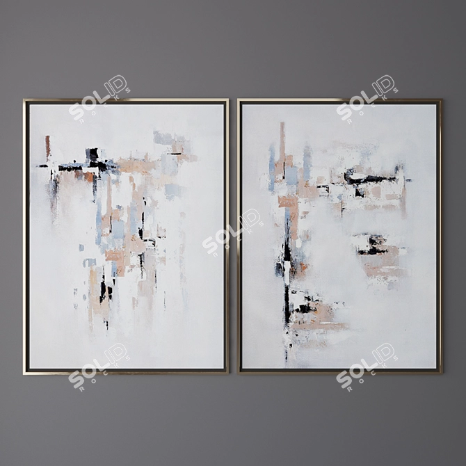 Modern Art Set | 30"x40" | Vertical 3D model image 1